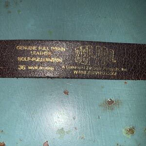 Zeppro Dark Brown Leather Palmetto Men’s Belt Size 36. (TW 1)